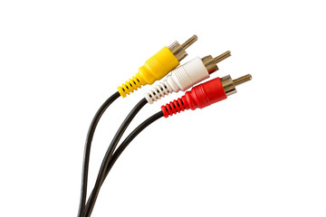 3 color av cable isolated on white background