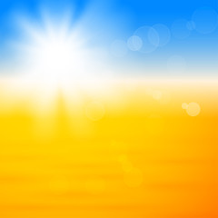 Background with shiny sun over the sand