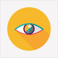 Eye flat icon with long shadow
