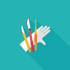 Surgical Instrument flat icon with long shadow