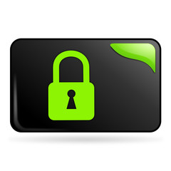 cadenas sur bouton web rectangle vert