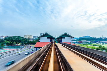 Sky train through the city center in Kuala Lumpur