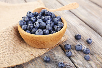 Fresh blueberries on wooden table