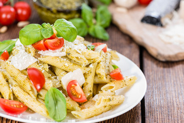 Fresh made Penne with Basil Pesto