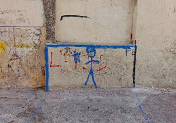 But dessiné sur un mur (football)