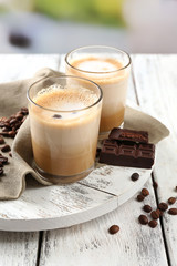 Espresso cocktail served on table