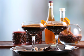 Espresso cocktail served on table