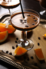 Espresso cocktail served on table
