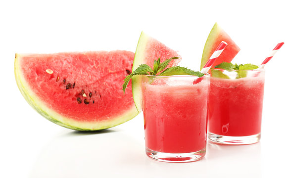 Watermelon cocktail isolated on white