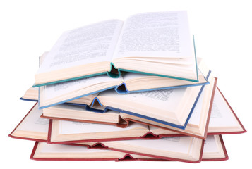 Books in a mess isolated on white