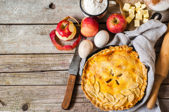Apple pie with ingredients, space for your text