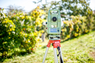 surveyor engineering equipment with theodolite and total station