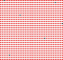 Red hearts background on white. Vector.