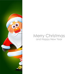 Merry X-mas and Happy New Year background with funny Santa