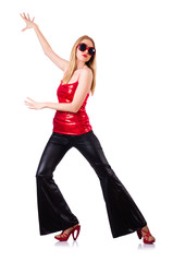 Fototapeta premium Woman dancing isolated on the white