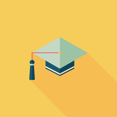 Education Cap flat icon with long shadow,eps10