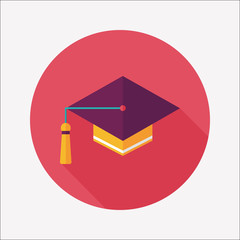 Education Cap flat icon with long shadow,eps10