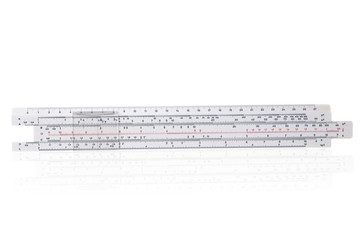 Slide rule on white background