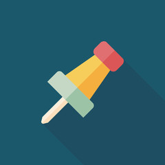 push pin flat icon with long shadow,eps10