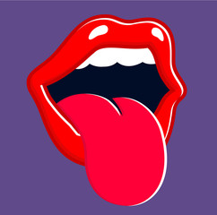 Obraz premium Screaming mouth sticking out tongue vector illustration