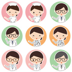 医者　看護婦　薬剤師　アイコン