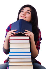 Young student with books isolated on white