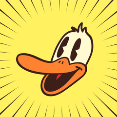 vintage toons: retro cartoon smiling duck
