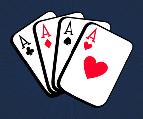 Poker. Vector illustration of four aces cards