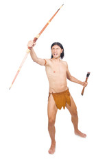 Native american in funny concept isolated on white