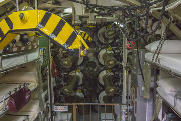 system of ancient submarine torpedo tubes