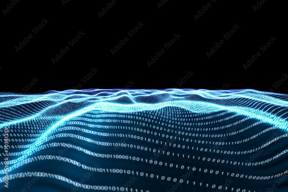Poster Digitally generated binary code landscape