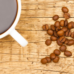 Ceramic coffee cup with coffee beans- 1 to 1 ratio