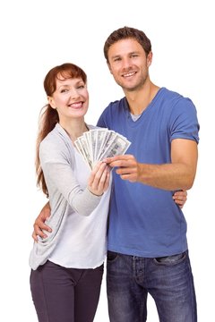 Couple Holding Fan Of Cash