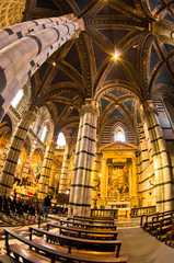 Marvelous artistic details inside Siena cathedral, Tuscany