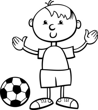 boy with ball cartoon coloring page