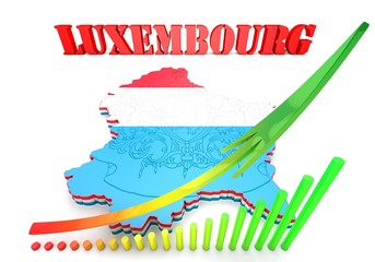 Map illustration of Luxembourg with flag