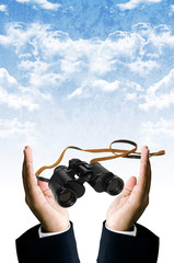 Fototapeta na wymiar Smart vision concept, Binocular in hand