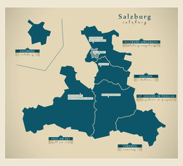 Naklejka premium Mapa współczesna - Salzburg AT