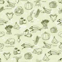Kitchen seamless pattern with vegetables