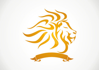 Lion strength and tape brand concept logo vector - 70349534
