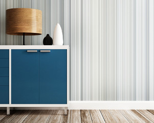 closeup of cabinet and wood lamp