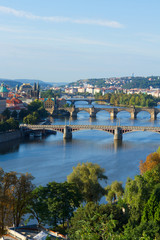 Fototapeta na wymiar Bridges of Prague over VLtava river