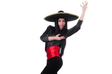 Mexican woman isolated on the white background