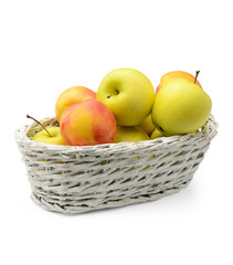 Apples and nectarines in a basket
