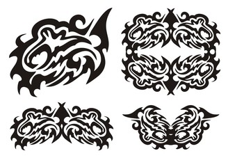 Tribal dragon fish and fish elements