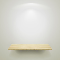 empty wooden shelf for exhibit