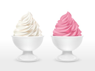 blank food container with strawberry and milk ice cream