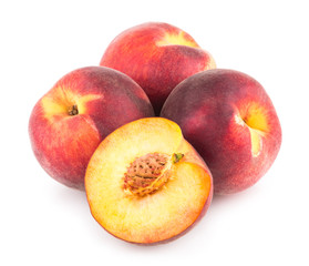Fototapeta na wymiar ripe peaches isolated on white background