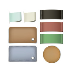 blank leather jeans label set over white