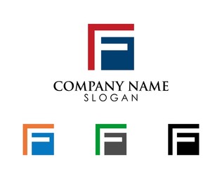 F letter square logo icon template